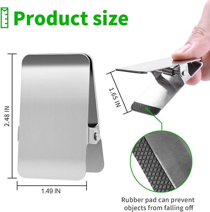 Stainless Steel Chip Bag Clips,Large Heavy Duty Clip for Office Kitchen School,Great for Paper/Food/Photo,DIY Clamps for Record Text (5Pcs+1Pcs)-BURLIHOME