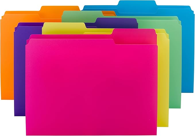 Smead Poly File Folder, 1/3-Cut Tab Letter Size, Assorted Bright Colors, 12 per Pack (10506)