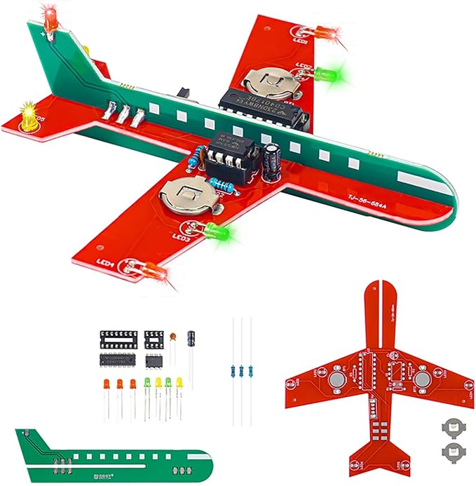 Gikfun Learning DIY Airplane Kit for Beginners, 3 Color LED Flashing Lights Soldering Project Kit for High School Student Practice EK8486