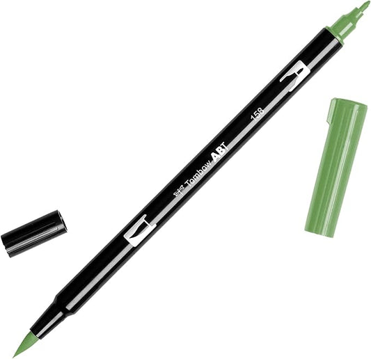 Tombow Dual Brush Pen Art Marker, 158 - Dark Olive, 1-Pack