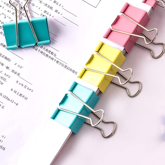 60pcs Colored Binder Clips Paper Clamps Assorted Size Small, Medium, Large Binder Paper Clips