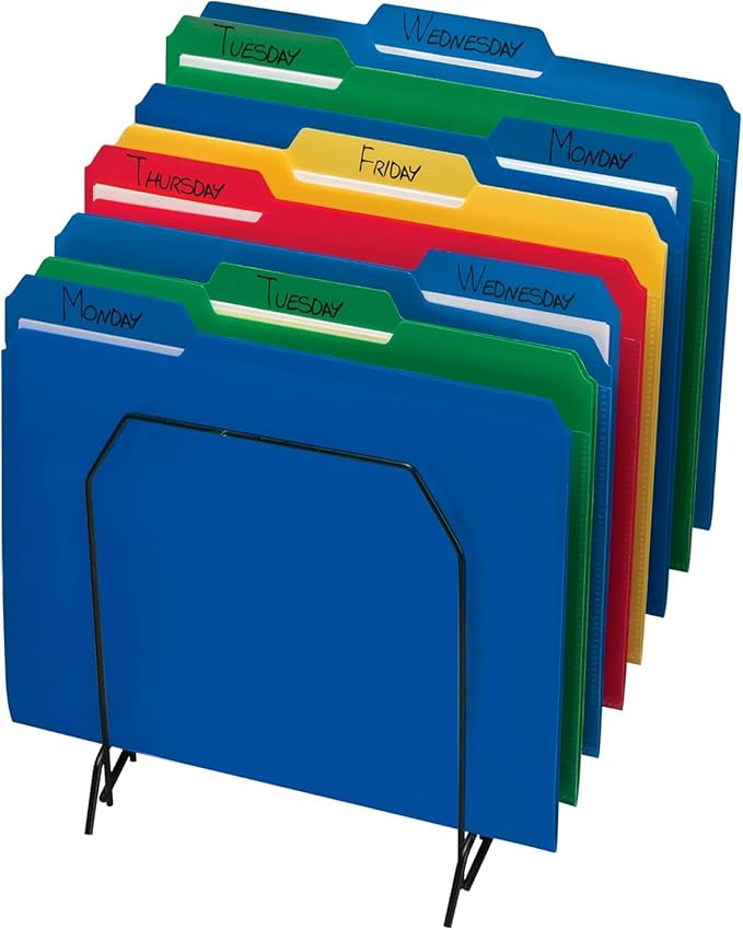 Smead File Folder, Poly Plastic, 1/3-Cut- Tab Letter Size File Folders, Assorted Primaty Colors, 48 Count (10505)