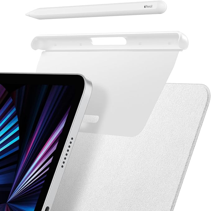 Spigen for Apple Pencil Pro Holder, 2nd Gen, Lenovo Yoga Pen, Galaxy S Pen, Compatible with Magic Keyboard, Smart Keyboard, Smart Folio, Remarkable 2 and Other Magnetic iPad Cases, White