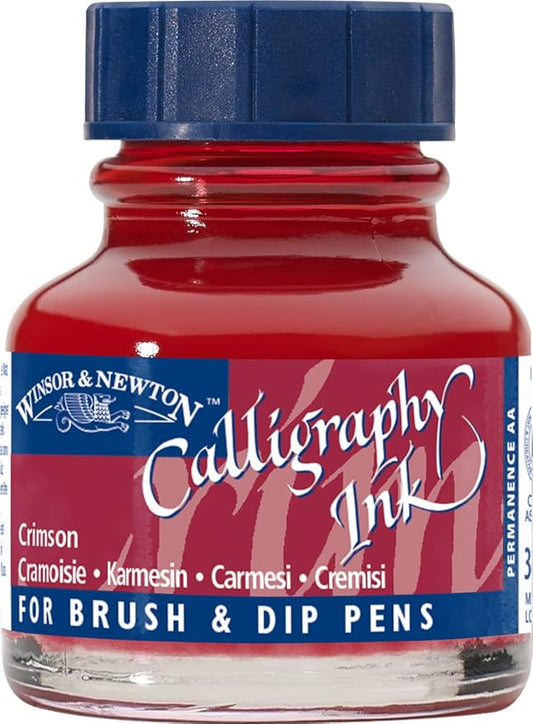 Winsor & Newton Calligraphy Ink, 30ml (1-oz) Bottle, Crimson