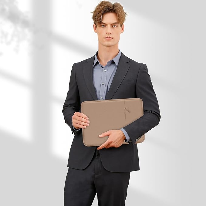 MOSISO Laptop Case 15 inch, 15 inch Laptop Sleeve Compatible with MacBook Air 15 M4 A3241 M3 A3114 M2 A2941 2025 2024 2023,Dell XPS 15,Polyester Vertical Computer Sleeve Bag with Pocket, Bronze Brown