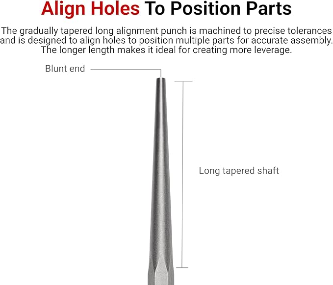 TEKTON 3/16 Inch Long Alignment Punch | 66275 | Made in USA