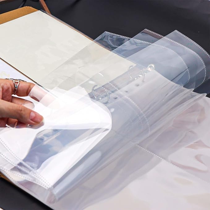 NatSumeBasics 20 A4 Binder 2 Pocket, 6" X 8" Sheet Protectors Clear Binder Sleeves for A4 Binder Notebook Folder Organizer (2 Pockets)