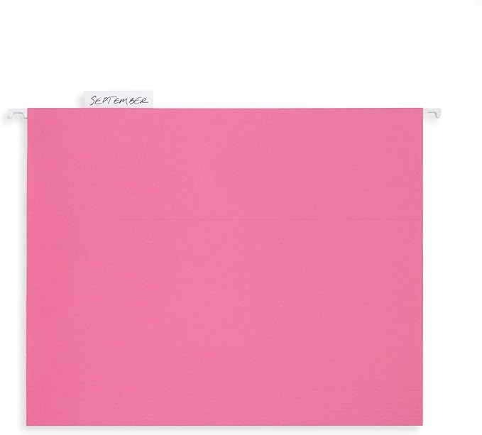 Blue Summit Hanging File Folders, Letter Size, Pink, Great for Organizing and Easy File Storage, 50 Per Box
