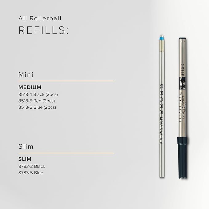 Cross Universal Ballpoint Pen Refill, Fine Point, Blue, 2-Pack (8512-2)