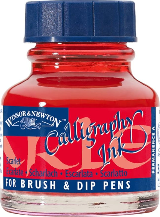 Winsor & Newton Calligraphy Ink, 30ml (1-oz) Bottle, Scarlet