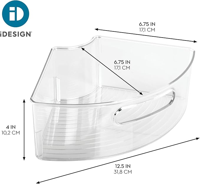 iDesign Plastic Lazy Susan Cabinet Storage Bin, 1/4 Wedge Container for Kitchen, Pantry, Counter, BPA-Free, 12.75" x 7.5" x 4.25", Set of 4, Clear