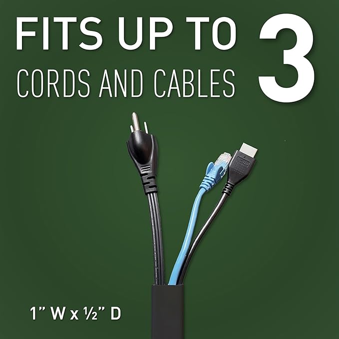 Legrand Wiremold C210SBK Cordmate II 128 Inch 20 Piece Cord Cover Kit, Organizer for Wall, Holds Up to 3 Cords or Cables, Sustainable Packaging, Black (1 Pack)
