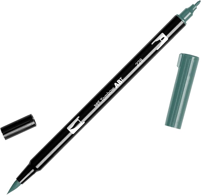 Tombow 56523 Dual Brush Pen Art Marker, 228 - Gray Green, 1 Pack. Blendable, Brush & Fine Tip Marker
