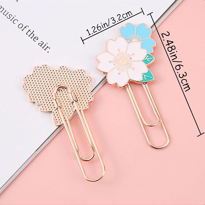 7 PCS Cherry Paper Clips Metal Paperclip Large Size Paper Clip Cute Bookmark Colorful Office Supplies Present for Teacher & Students, Bookmark Clamp Desk Accessories Stationery for School