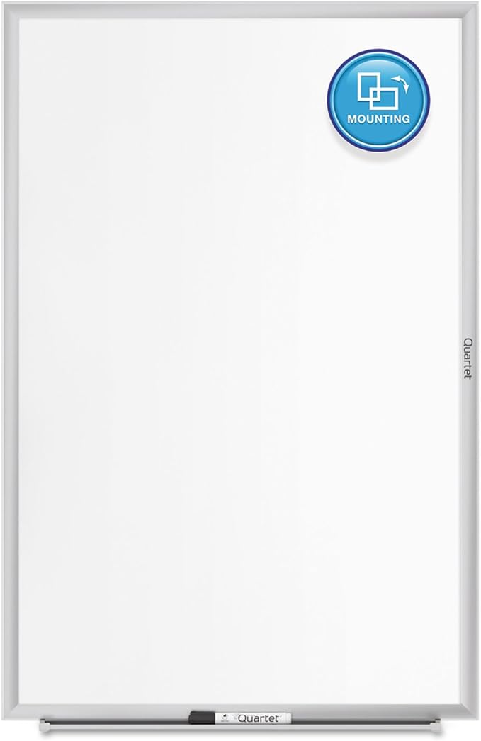 Quartet Whiteboard, Dry Erase Board, Magnetic, 8' x 4', Nano-Clean Surface Resists Ink Stains, Accessory Tray and 1 Dry Erase Marker, Silver Aluminum Frame (SM538)