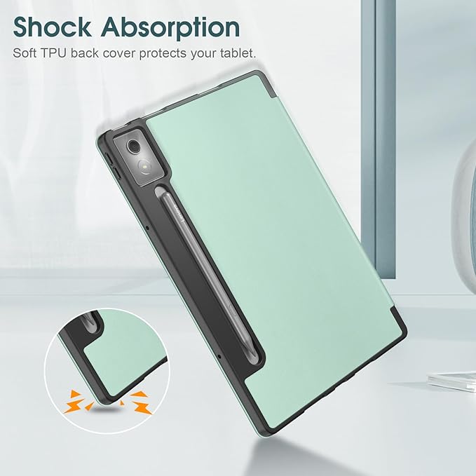Fintie Case for Lenovo Idea Tab Pro 12.7 inch 2025 (TB-373FU/ TB-375FC) - Ultra-Thin Soft TPU Back Cover Protective Case with Pen Holder and Auto Sleep/Wake (Green)
