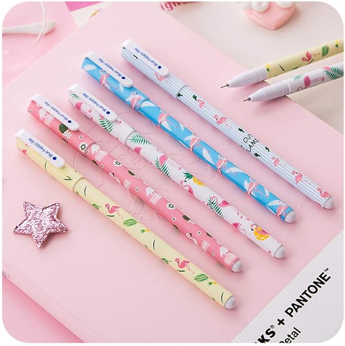 Cute Colorful Gel Ink Pens Set Unicorn Flamingo Multicolor 10 Pcs 0.5 mm