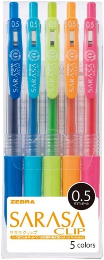 ZEBRA Sarasa Clip 0.5, 5 Color Set (JJ15-5CA)