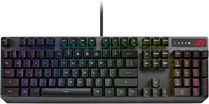 ASUS ROG Strix Scope RX Gaming Mechanical Keyboard, Red Optical Switches, USB 2.0 Passthrough, 2X Wider Ctrl Key, Aura Sync, Armoury Crate RGB Lighting, Black