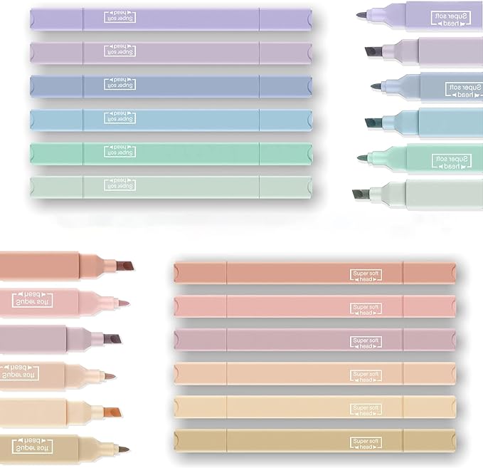 12Pcs Aesthetic Cute Highlighters Bible Pastel Highlighters and Pens no bleed Assorted Colors Highlighter for and Office Journal Home