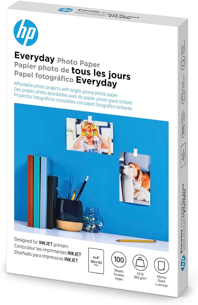 HP Photo Paper, Glossy, 4x6 in | 100 Sheets | CR759A | Pack of 5