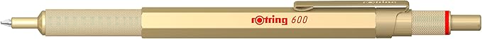 Rotring 600 Metallic Ballpoint Pen | Medium Point | Black Ink | Gold Barrel | Refillable | 1 Count