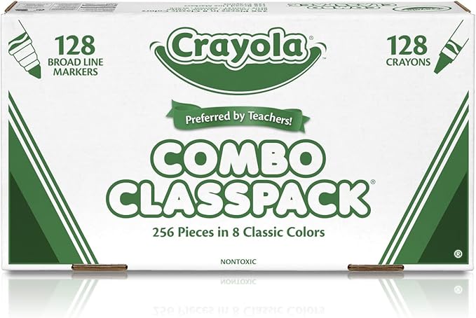 Crayola Crayons and Washable Markers Classpack (256ct), Bulk Markers for Kids, Teacher Art Supplies for Preschool & Kindergarten Classrooms