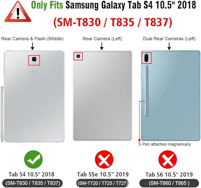 Fintie Folio Case for Samsung Galaxy Tab S4 10.5 2018 Model SM-T830/T835/T837, [Corner Protection] Premium Vegan Leather Stand Cover with S Pen Protective Holder Auto Sleep/Wake, Black