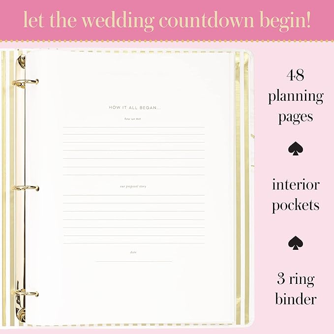 Kate Spade New York Wedding Planning Book and Organizer, Wedding Binder with Pages for To-Do Lists, Notes, Budgeting, Invitations, Growing Tulips