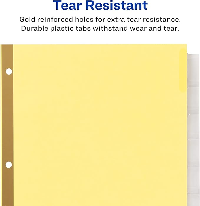 Avery 8 Tab Binder Dividers, Insertable Clear Big Tabs, 1 Set Pack, 8 Packs, 8 Sets Total (11112)