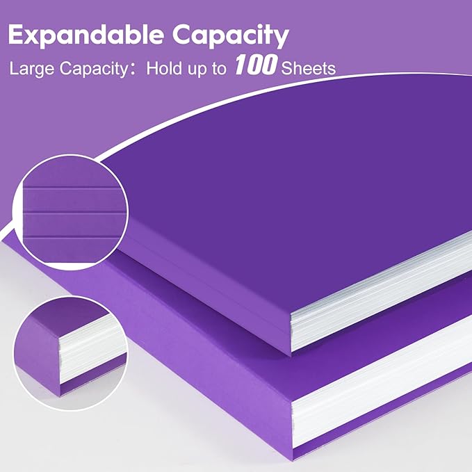 100-Pack Color File Folders, 1/3 Cut Tab, Letter Size Manilla Folder for School/Office/Classroom, Purple