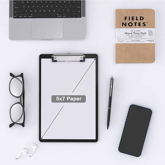 Small Clipboards, A5 Plastic Mini Black Clip Board for Classroom, Students, Kid, Size 6" x 9" with Low Profile Clip, Office & School Supply