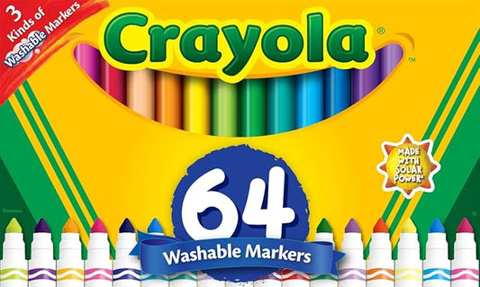 Crayola Washable Broad Line Marker Variety Set (64ct), Christmas Gifts for Grandkids, Toddlers & Kids, Ultra-Clean, Window, & Gel FX Markers for Kids, 3+