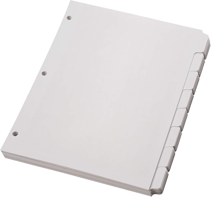 Oxford Binder Dividers for 3 Ring Binders, 10 Pack, 8-Tab Dividers, Write On Tabs, White Paper, 80 Total