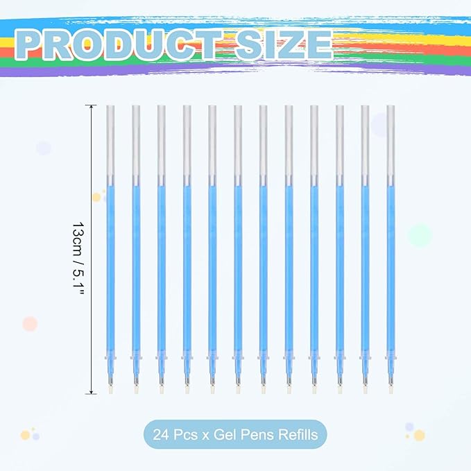 PATIKIL 0.5mm Gel Pens Refills, 24 Pack Glitter Gel Pens Sparkle Metallic Ink Fine Point Colored Refill Set for Adults Coloring Books Journaling Scrapbooking Art Drawing, Blue-Purple