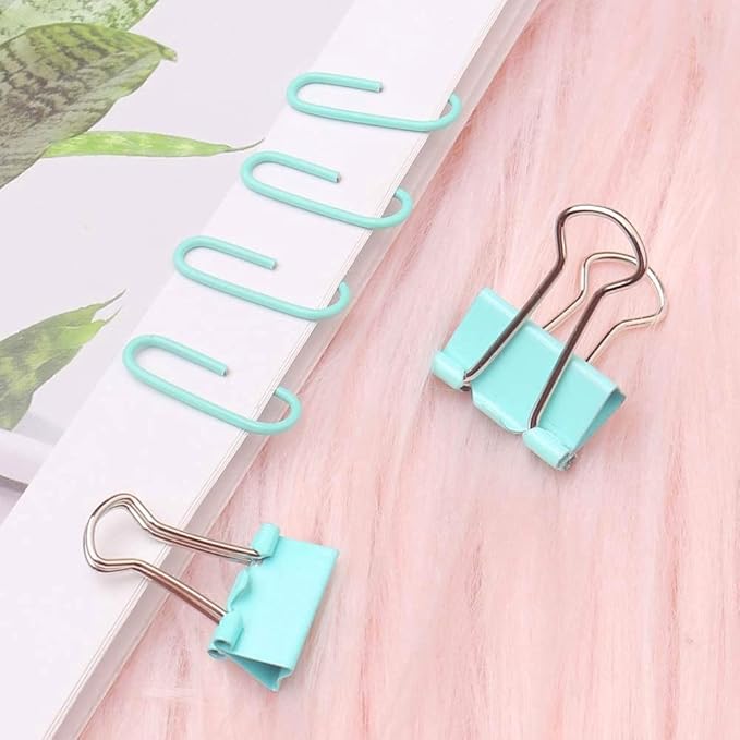 Paper Binder and Clips Set, Metal Assorted Sized Binders with Push Pins, Cute Office Supplies, Teacher Desk Must Haves, Cute Desk Accessories