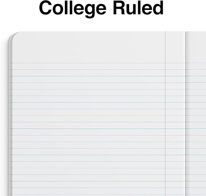 STAPLES Composition Notebook, 7.5” x 9.75”, College Ruled, 100 Sheets, Black/White Marble, 4‑Pack