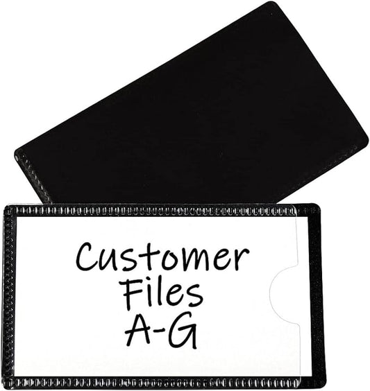 C-Line Slap-Stick Magnetic Label Holders, Side Load, 4.25 X 2.5, Black, 10/Pack