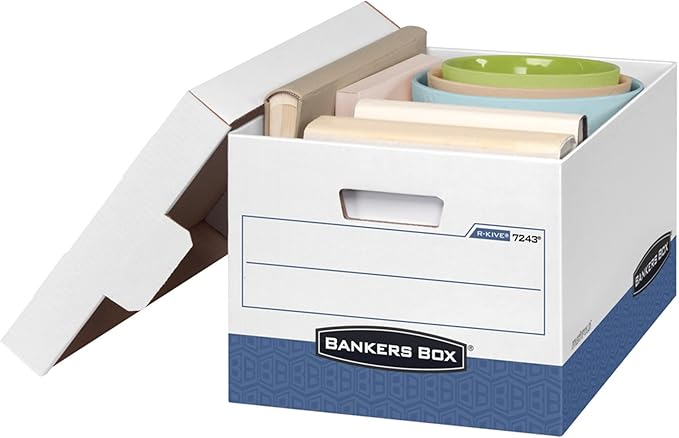 Fellowes Bankers Box 20-Pack R-Kive Heavy Duty File Storage Boxes with Lids, FastFold Assembly, Letter/Legal, (0724314)