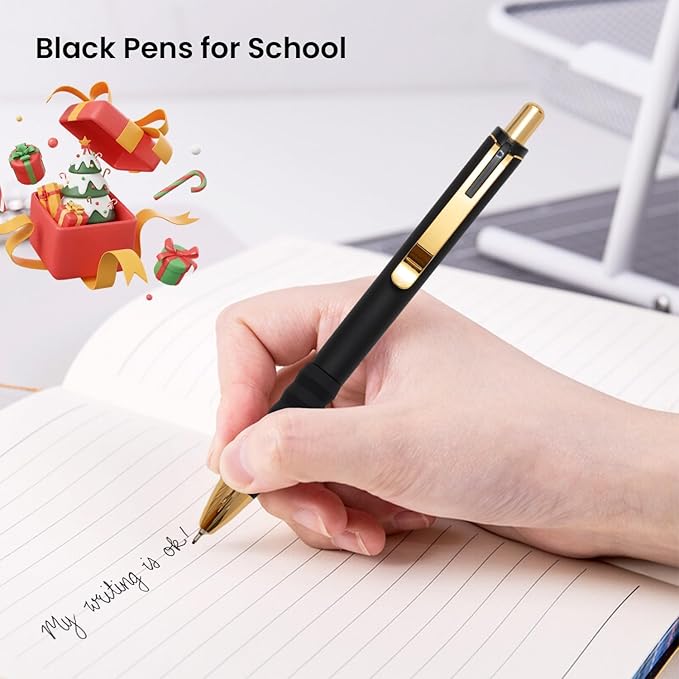 Ballpoint Pens Black Ink Ball Point Pen with Super Soft Grip Medium Point 1.0mm for Office (Vintage 12-count)