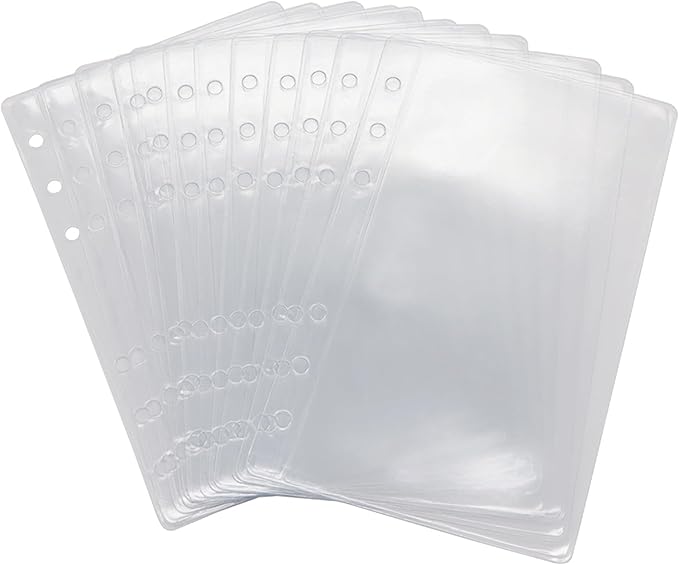 12 Pack A6 Size Clear Sheet Protectors 3.4 x 6.3 Inch Plastic Sleeves Page Protectors Top Loading Paper Protector for 6 Ring Binders, Acid-Free, Archival Safe for Documents and Photos
