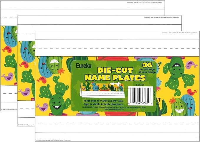 Eureka A Sharp Bunch Tented Nameplates, 9.625-inch x 6.5-inch, 36 Per Pack, 3 Packs (EU-843764-3)