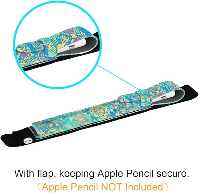 Fintie Pen Holder with USB Adapter Pocket for Apple Pencil Pro, Apple Pencil (USB-C / 1st / 2nd Generation), Elastic Vegan Leather Sleeve Pouch Compatible with iPad Case, Shades of Blue