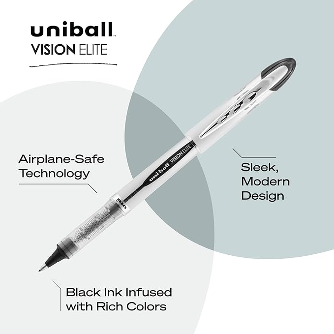 Uni-Ball Vision Elite Rollerball Pens Bold Point,0.8mm,Black,(Pack of 144)