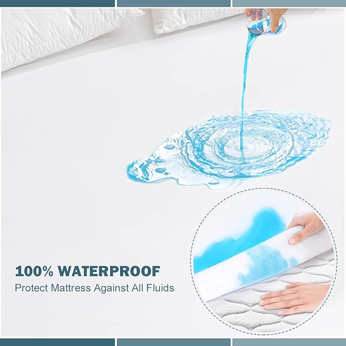 2 Pack Full Waterproof Mattress Protector Deep Pocket Mattress Cover, Soft Breathable Mattress Pad, Fitted Noiseless Waterproof Bed Cover Stretch to 19"