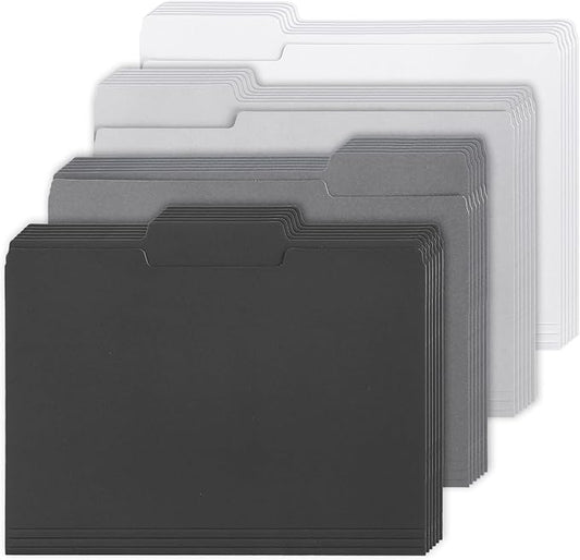 Whaline 24 Pack Ash Grey File Folders Letter Size 4 Colors Gradient Gray Black File Pockets with 1/3 Cut Tab for Home Office Classroom Supplies, 8.9 x 11.6 Inch
