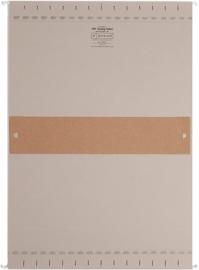 Smead TUFF Extra Capacity Box Bottom Hanging Folder, 1/3-Cut Easy Slide Tab, Steel Gray, 18 per Box (3" Expansion, Legal)