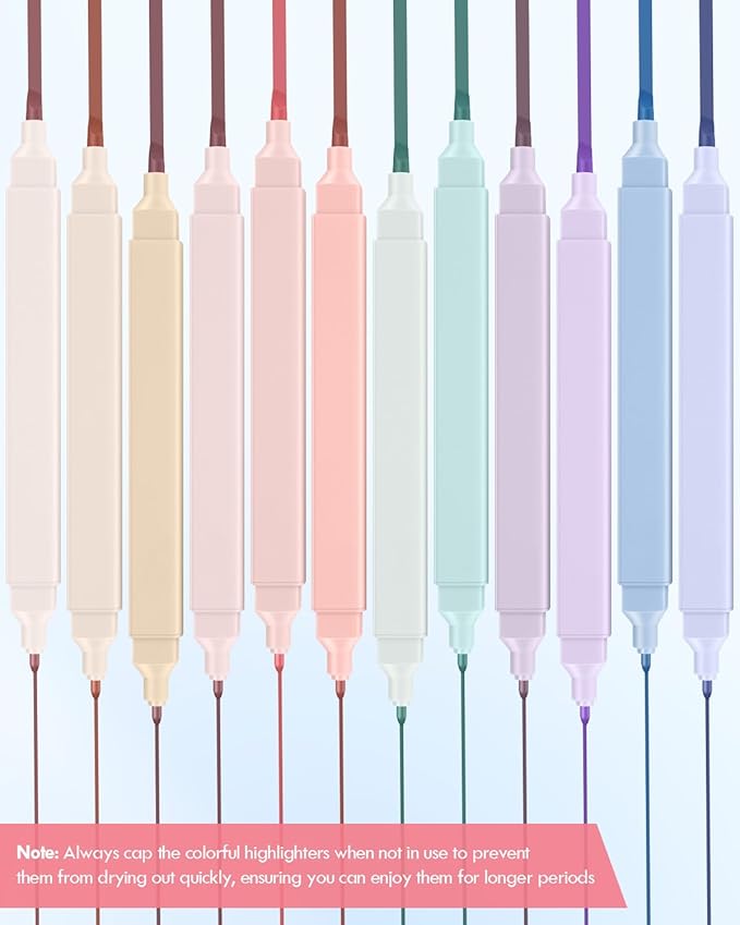 25PCS Aesthetic School Supplies with Big Capacity Pen Case, 12pcs Bible Highlighters & 12pcs Colored Pens Set, No Bleed Pastel Highlighters Assorted Colors Pens for Bible Study Supplies (Multicolor)