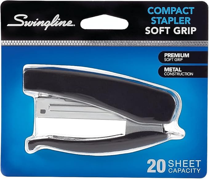 Swingline Soft Grip Stapler, 20 Sheet Capacity, Compact, Handheld Stapler, Black (09901)