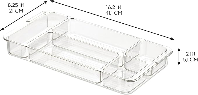 iDesign Expandable Makeup Drawer Organizer-Storage Cosmetics or Jewelry-Clear Tray
